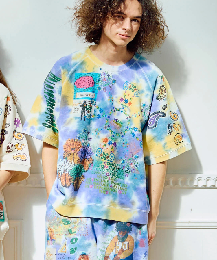 go slow caravan(ゴースローキャラバン) |UNIQUEインレイ 落書きMIX ラグラン TEE TIE DYE (MENS)