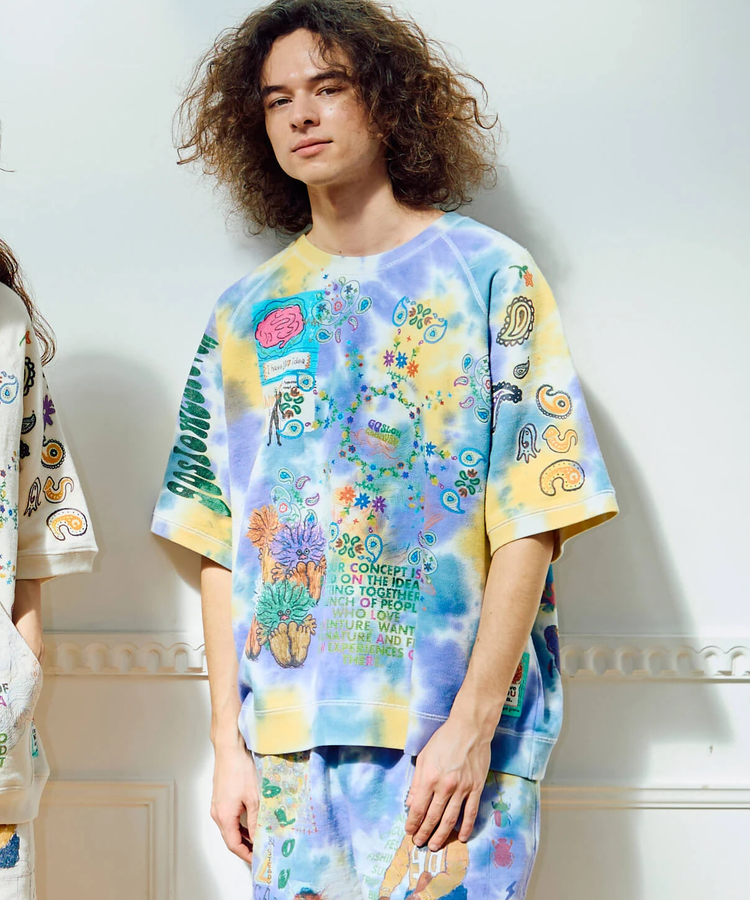 go slow caravan(ゴースローキャラバン) |UNIQUEインレイ 落書きMIX ラグラン TEE TIE DYE (MENS)