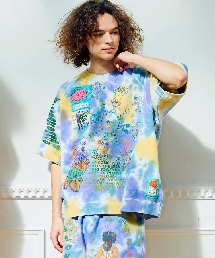 go slow caravan(ゴースローキャラバン) |UNIQUEインレイ 落書きMIX ラグラン TEE TIE DYE (MENS)