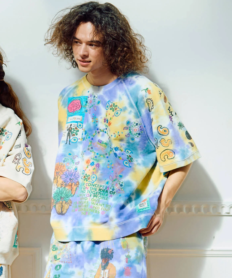 go slow caravan(ゴースローキャラバン) |UNIQUEインレイ 落書きMIX ラグラン TEE TIE DYE (MENS)
