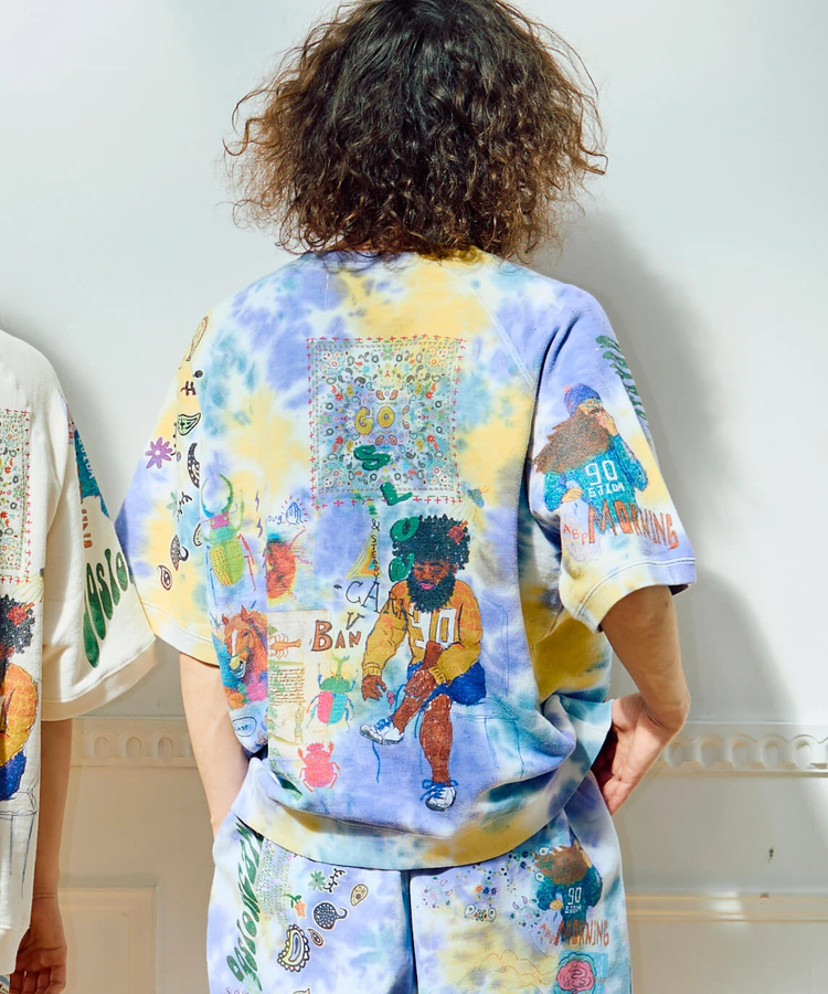 go slow caravan(ゴースローキャラバン) |UNIQUEインレイ 落書きMIX ラグラン TEE TIE DYE (MENS)