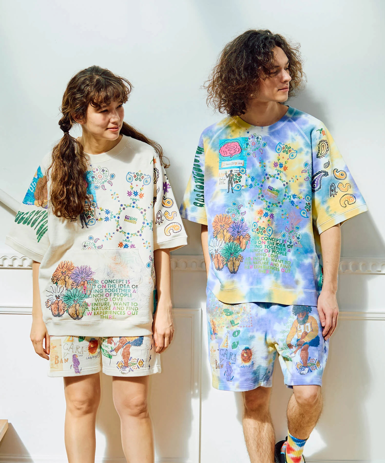 go slow caravan(ゴースローキャラバン) |UNIQUEインレイ 落書きMIX ラグラン TEE TIE DYE (MENS)