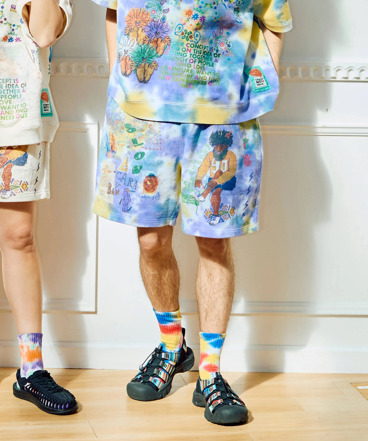 go slow caravan(ゴースローキャラバン) |UNIQUEインレイ 落書きMIX ショートパンツ TIE DYE (MENS)
