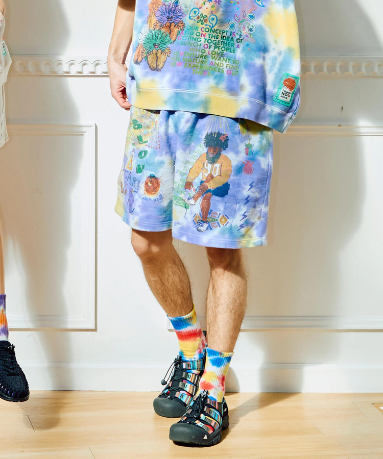 go slow caravan(ゴースローキャラバン) |UNIQUEインレイ 落書きMIX ショートパンツ TIE DYE (MENS)