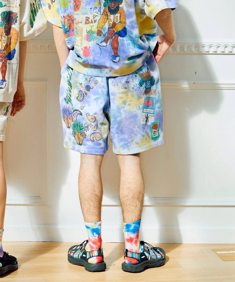 go slow caravan(ゴースローキャラバン) |UNIQUEインレイ 落書きMIX ショートパンツ TIE DYE (MENS)
