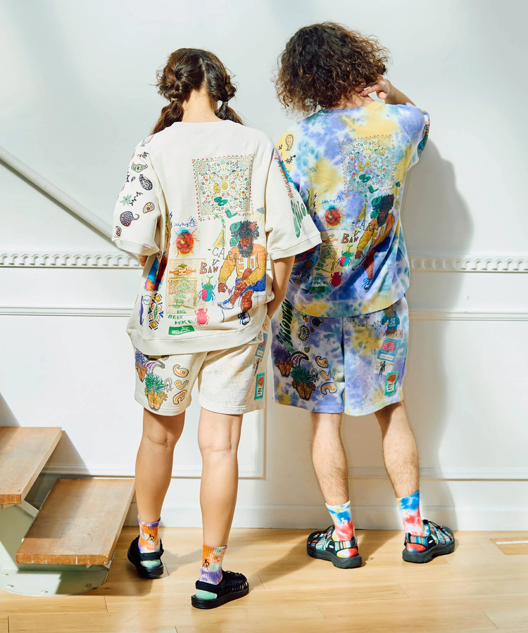 go slow caravan(ゴースローキャラバン) |UNIQUEインレイ 落書きMIX ショートパンツ TIE DYE (MENS)