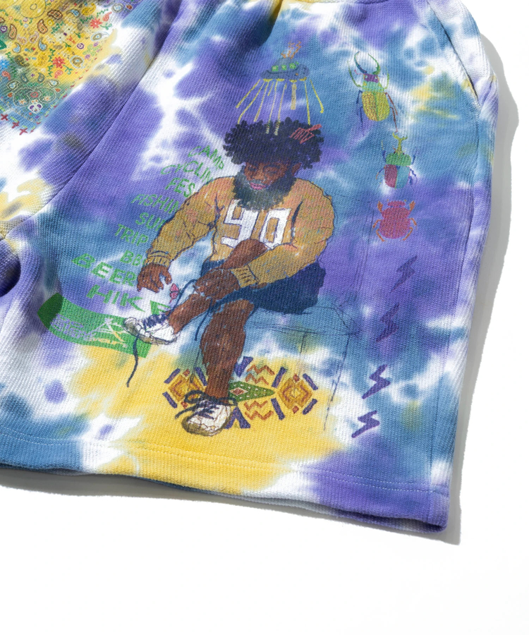 go slow caravan(ゴースローキャラバン) |UNIQUEインレイ 落書きMIX ショートパンツ TIE DYE (MENS)