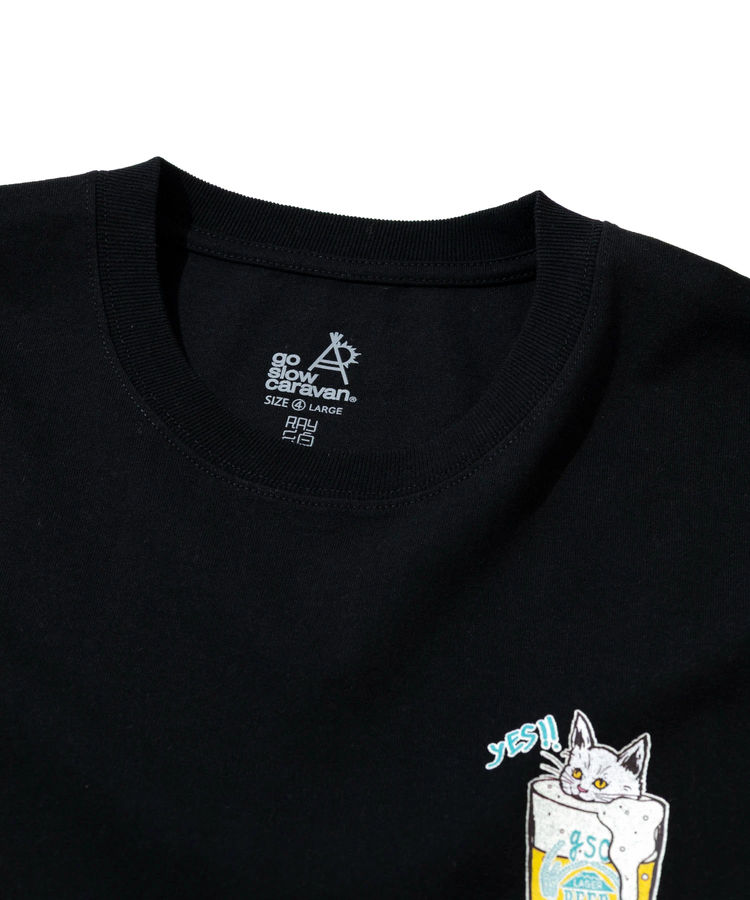 go slow caravan(ゴースローキャラバン) |RAY綿 猫と麦酒TEE~無限麦酒2~ (MENS/WOMENS)