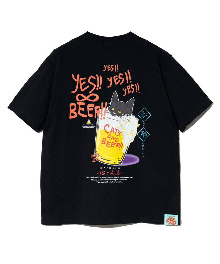 go slow caravan(ゴースローキャラバン) |RAY綿 猫と麦酒TEE~麦酒風呂2~ (MENS/WOMENS)