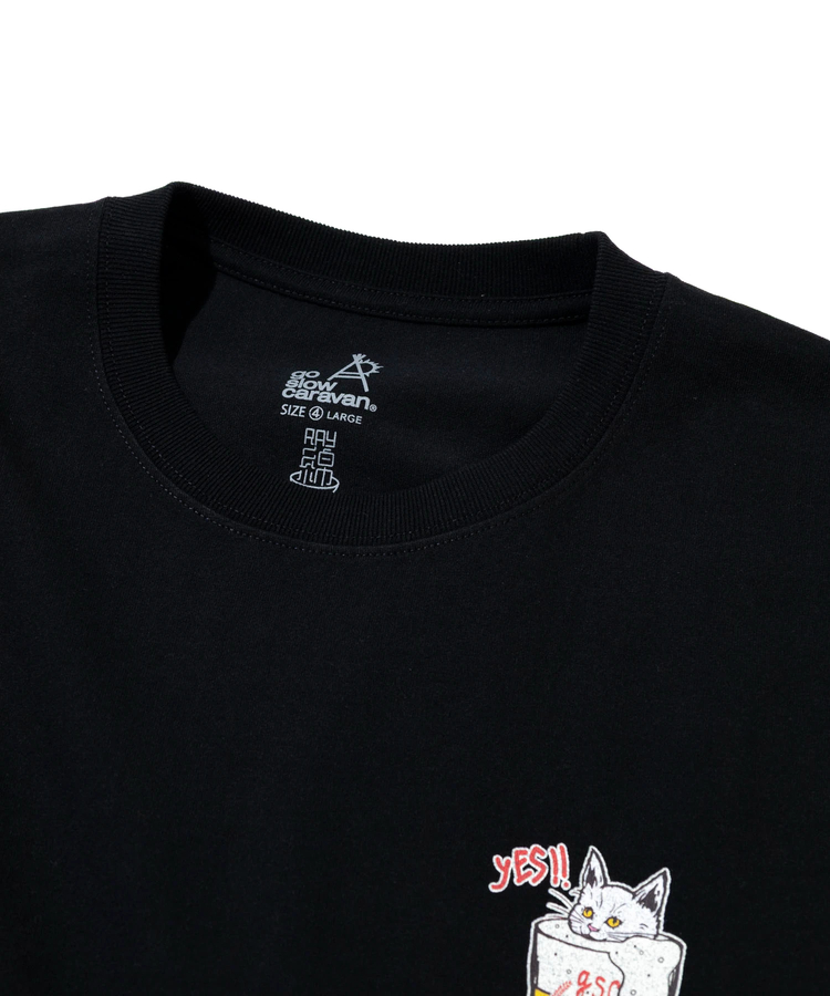 go slow caravan(ゴースローキャラバン) |RAY綿 猫と麦酒TEE~麦酒風呂2~ (MENS/WOMENS)