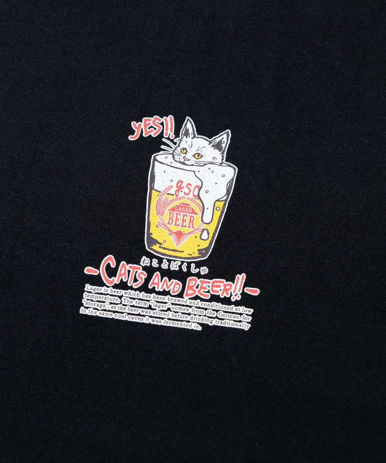 go slow caravan(ゴースローキャラバン) |RAY綿 猫と麦酒TEE~麦酒風呂2~ (MENS/WOMENS)