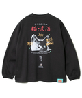 go slow caravan(ゴースローキャラバン) |メランジェ G/D 猫と麦酒 ロングスリーブ BIG TEE (MENS/WOMENS)