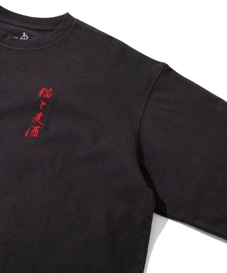 go slow caravan(ゴースローキャラバン) |メランジェ G/D 猫と麦酒 ロングスリーブ BIG TEE (MENS/WOMENS)