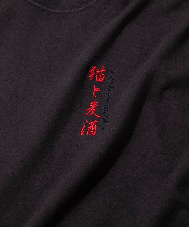 go slow caravan(ゴースローキャラバン) |メランジェ G/D 猫と麦酒 ロングスリーブ BIG TEE (MENS/WOMENS)