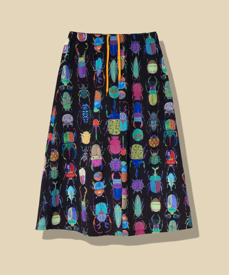 go slow caravan(ゴースローキャラバン) |ストレッチサッカー総柄プリントイージースカート (WOMENS)