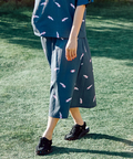 go slow caravan(ゴースローキャラバン) |ストレッチサッカー総柄プリントイージースカート (WOMENS)