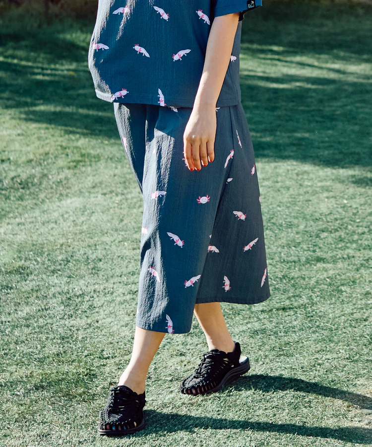 go slow caravan(ゴースローキャラバン) |ストレッチサッカー総柄プリントイージースカート (WOMENS)