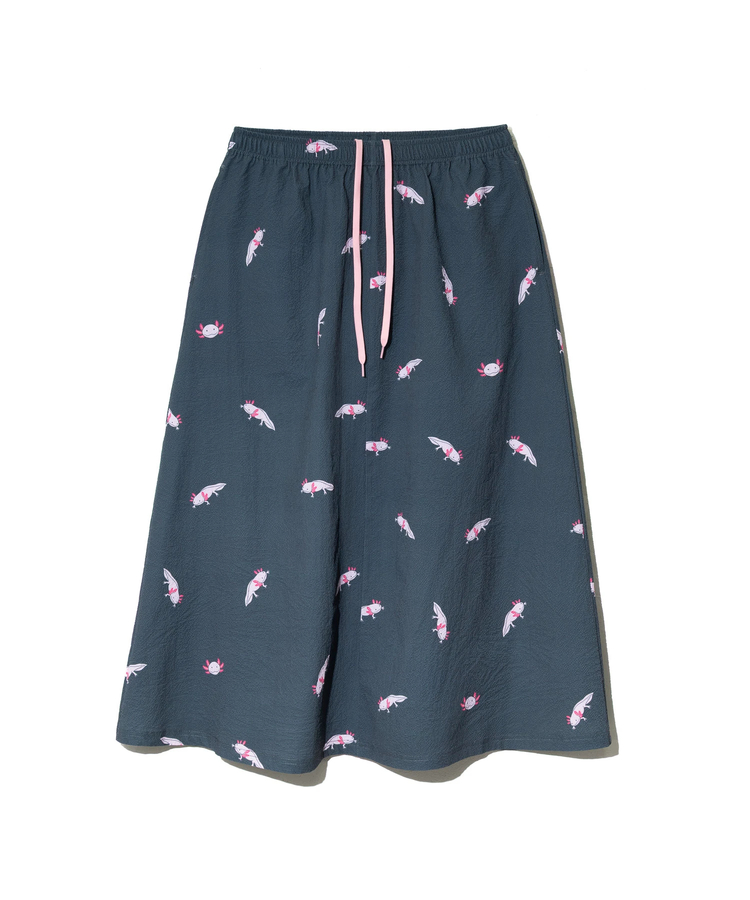 go slow caravan(ゴースローキャラバン) |ストレッチサッカー総柄プリントイージースカート (WOMENS)