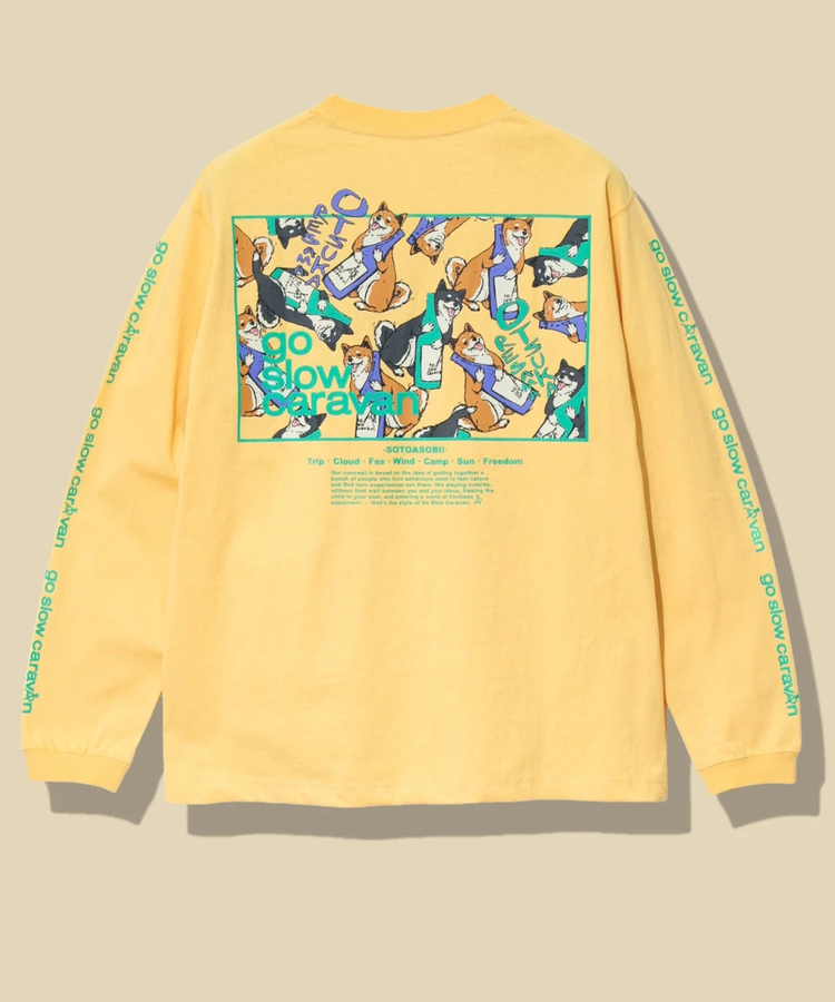 go slow caravan(ゴースローキャラバン) |USA/C スクエアLOGOバックプリント ロングスリーブ TEE (MENS)