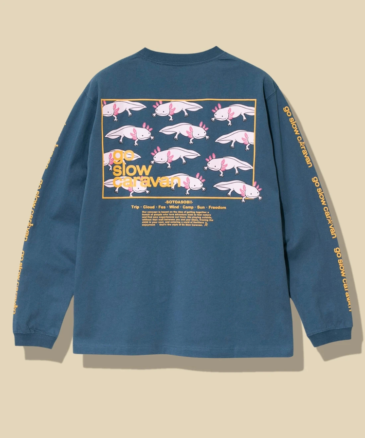 go slow caravan(ゴースローキャラバン) |USA/C スクエアLOGOバックプリント ロングスリーブ TEE (MENS)