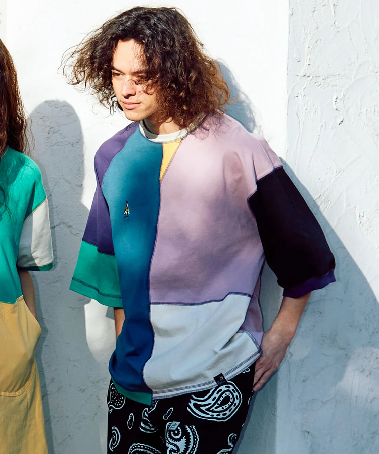 go slow caravan(ゴースローキャラバン) |USA/C 切替CRAZY ハーフスリーブ ゆったり TEE (MENS)