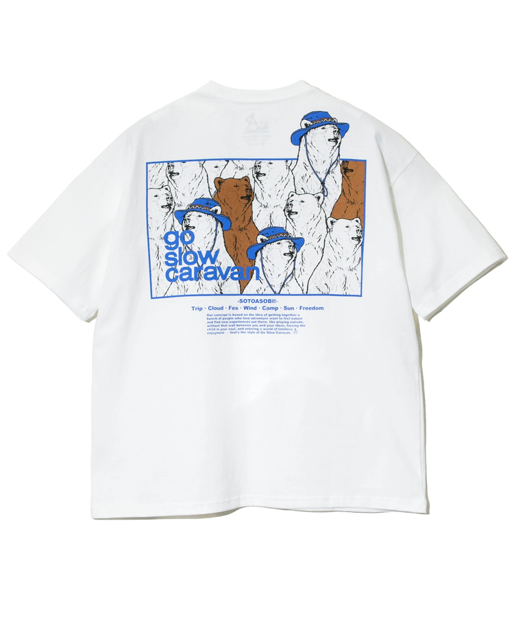 go slow caravan(ゴースローキャラバン) |USA/C スクエアLOGO バックプリント ゆったり TEE (MENS)
