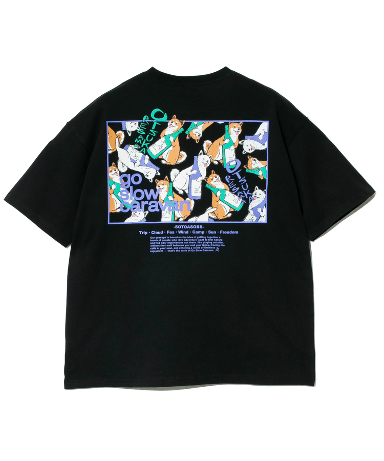 go slow caravan(ゴースローキャラバン) |USA/C スクエアLOGO バックプリント ゆったり TEE (MENS)