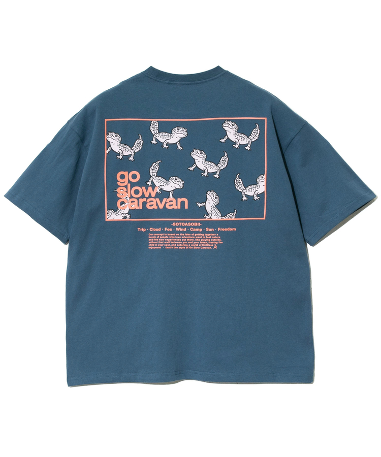 go slow caravan(ゴースローキャラバン) |USA/C スクエアLOGO バックプリント ゆったり TEE (MENS)