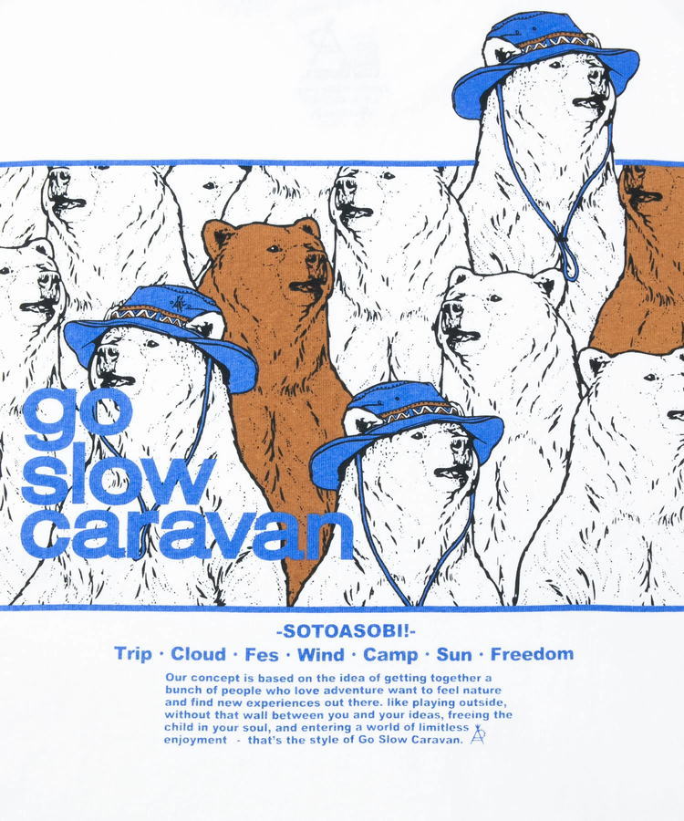 go slow caravan(ゴースローキャラバン) |USA/C スクエアLOGO バックプリント ゆったり TEE (MENS)