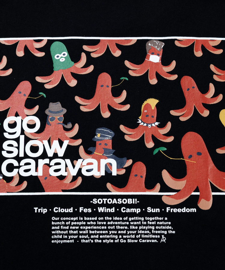 go slow caravan(ゴースローキャラバン) |USA/C スクエアLOGO バックプリント ゆったり TEE (MENS)