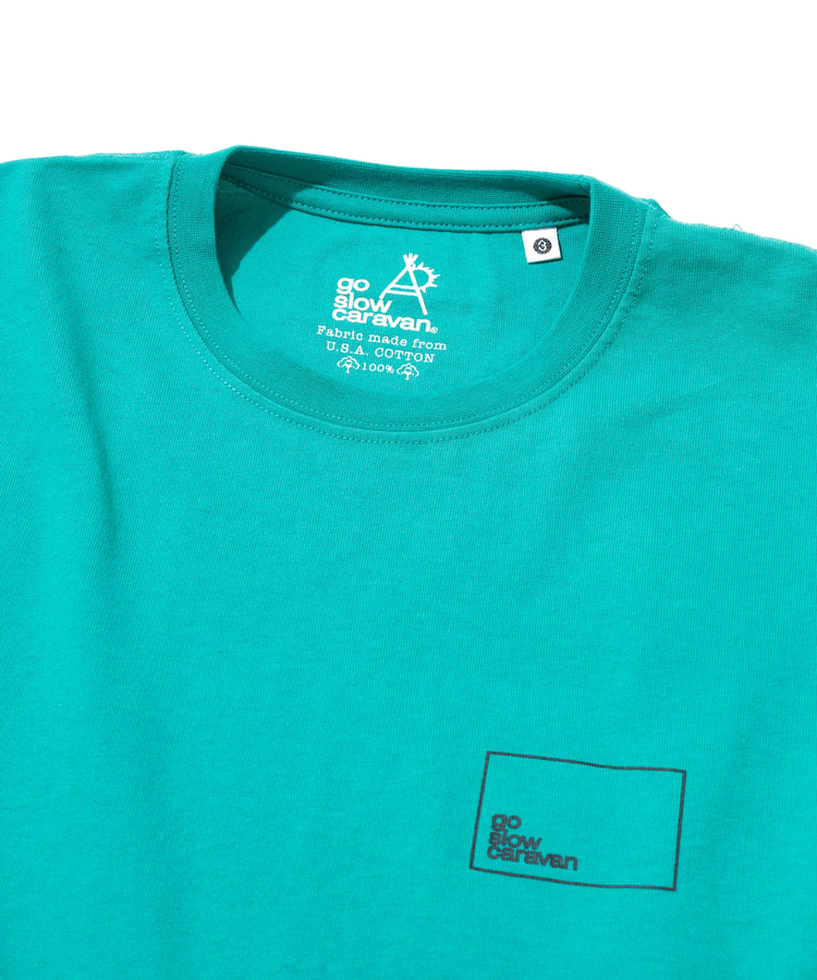 go slow caravan(ゴースローキャラバン) |USA/C スクエアLOGO バックプリント ゆったり TEE (MENS)