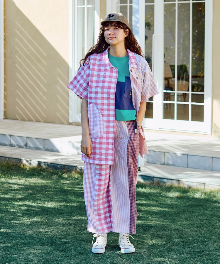go slow caravan(ゴースローキャラバン) |ストライプ/チェックオーバーシャツワンピース (WOMENS)