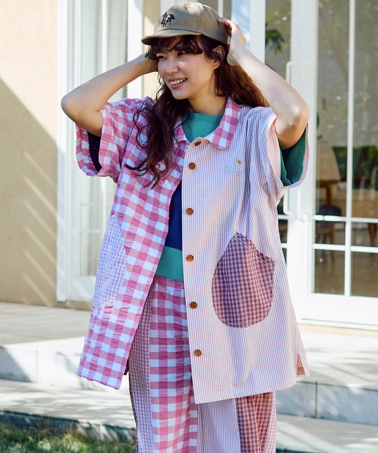 go slow caravan(ゴースローキャラバン) |ストライプ/チェックオーバーシャツワンピース (WOMENS)