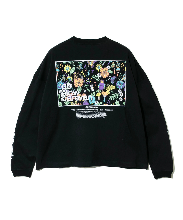 go slow caravan(ゴースローキャラバン) |USA/CスクエアLOGOバックプリントミドルLSTEE (WOMENS)
