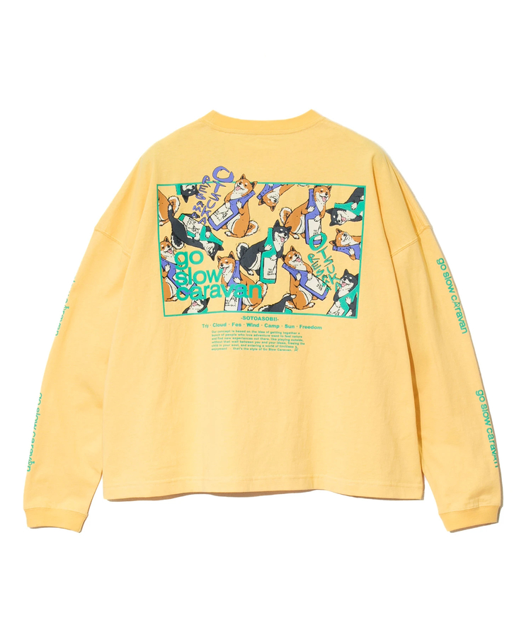 go slow caravan(ゴースローキャラバン) |USA/CスクエアLOGOバックプリントミドルLSTEE (WOMENS)