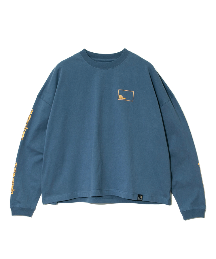 go slow caravan(ゴースローキャラバン) |USA/CスクエアLOGOバックプリントミドルLSTEE (WOMENS)