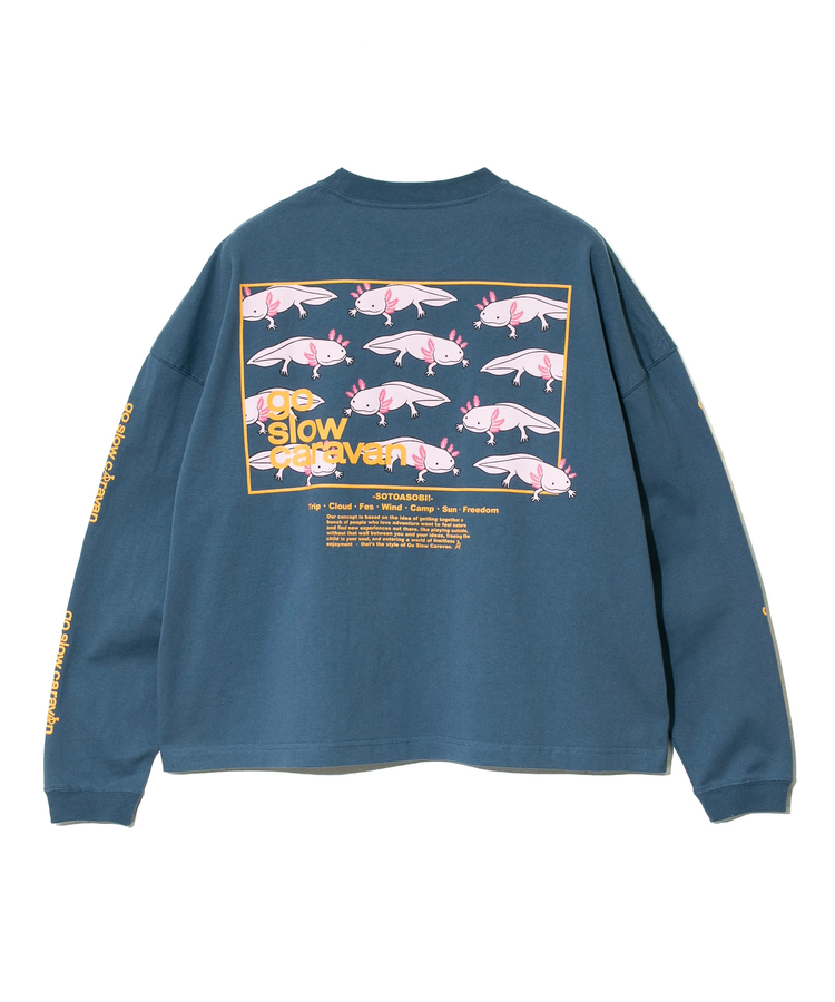 go slow caravan(ゴースローキャラバン) |USA/CスクエアLOGOバックプリントミドルLSTEE (WOMENS)