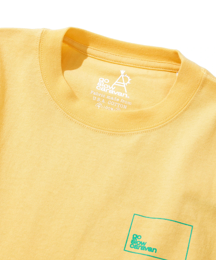 go slow caravan(ゴースローキャラバン) |USA/CスクエアLOGOバックプリントミドルLSTEE (WOMENS)