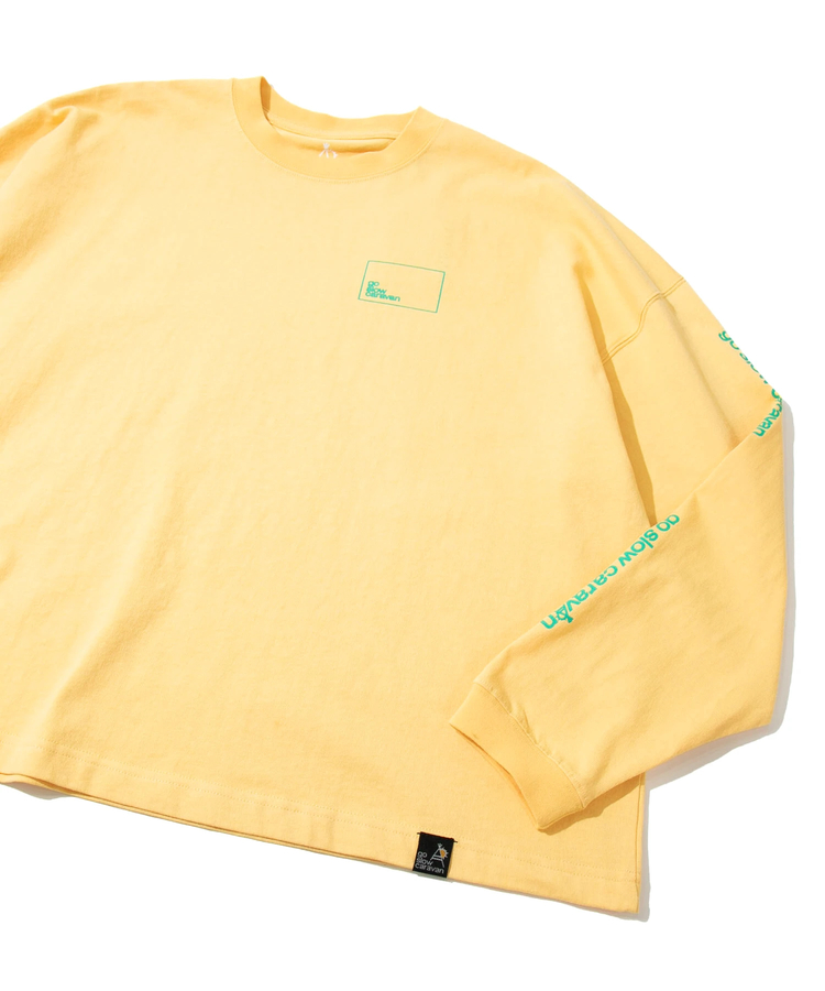 go slow caravan(ゴースローキャラバン) |USA/CスクエアLOGOバックプリントミドルLSTEE (WOMENS)