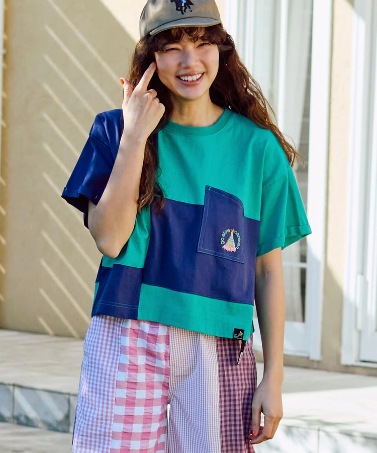 go slow caravan(ゴースローキャラバン) |USA/C切替ミドルラウンドポケTEE (WOMENS)