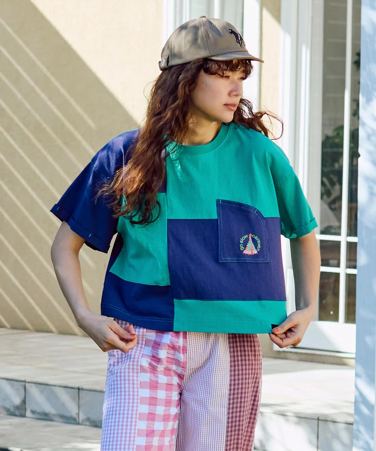go slow caravan(ゴースローキャラバン) |USA/C切替ミドルラウンドポケTEE (WOMENS)