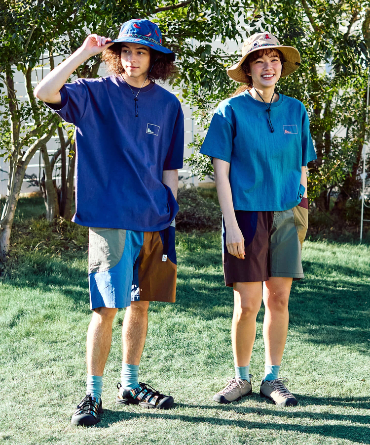 go slow caravan(ゴースローキャラバン) |USA/CスクエアLOGOバックプリントミドルTEE (WOMENS)