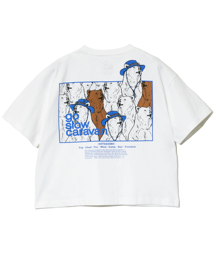 go slow caravan(ゴースローキャラバン) |USA/CスクエアLOGOバックプリントミドルTEE (WOMENS)