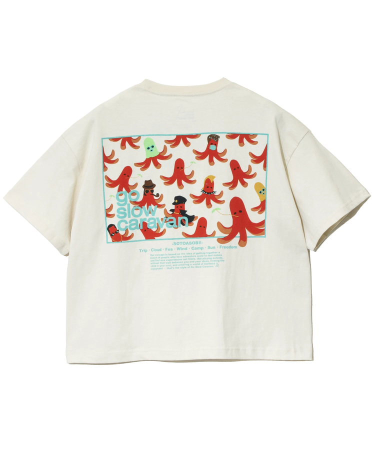 go slow caravan(ゴースローキャラバン) |USA/CスクエアLOGOバックプリントミドルTEE (WOMENS)