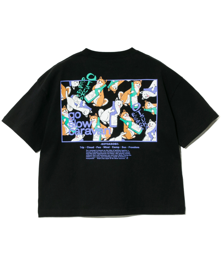 go slow caravan(ゴースローキャラバン) |USA/CスクエアLOGOバックプリントミドルTEE (WOMENS)