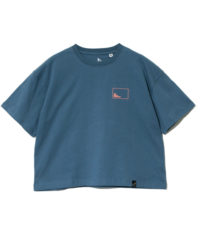 go slow caravan(ゴースローキャラバン) |USA/CスクエアLOGOバックプリントミドルTEE (WOMENS)
