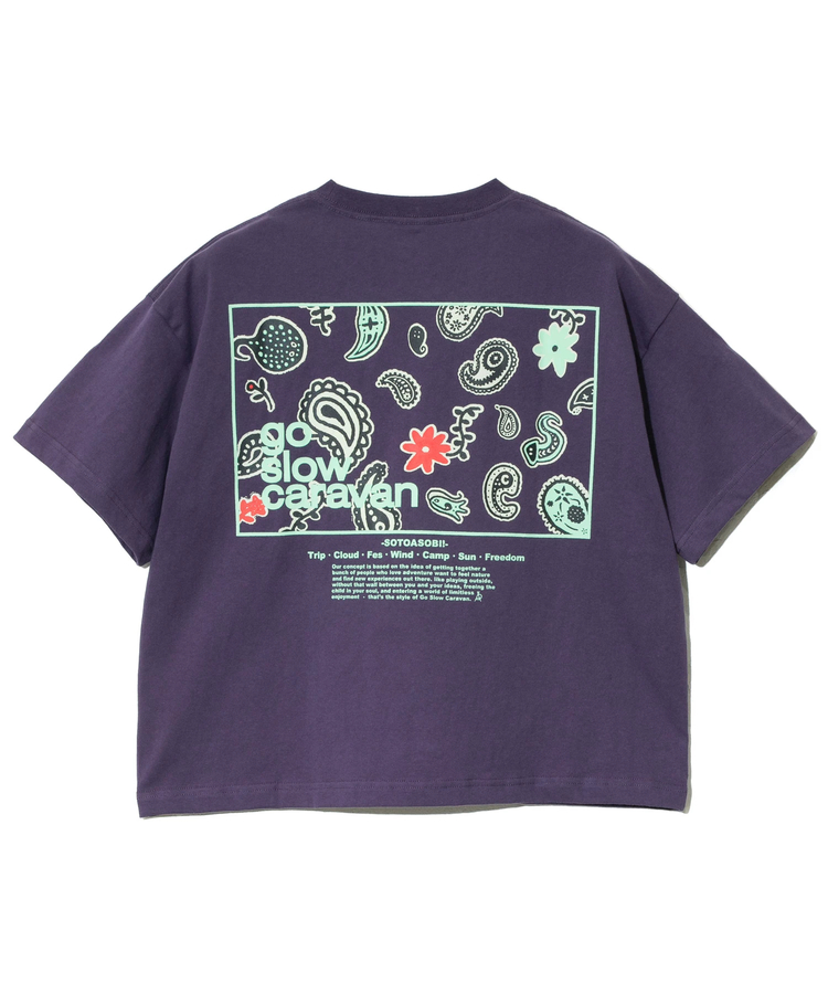 go slow caravan(ゴースローキャラバン) |USA/CスクエアLOGOバックプリントミドルTEE (WOMENS)