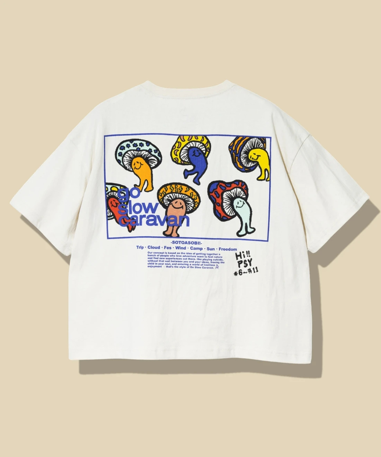 go slow caravan(ゴースローキャラバン) |USA/CスクエアLOGOバックプリントミドルTEE (WOMENS)