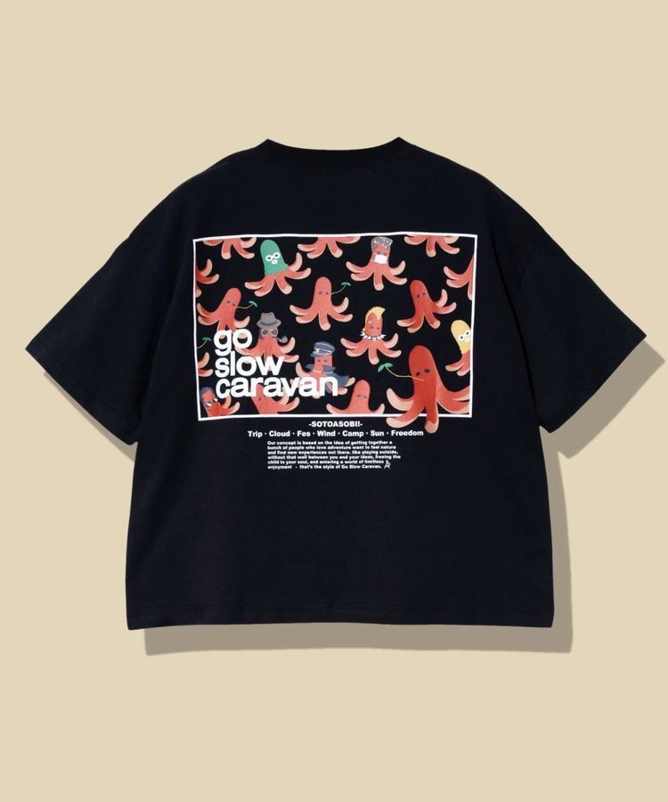 go slow caravan(ゴースローキャラバン) |USA/CスクエアLOGOバックプリントミドルTEE (WOMENS)