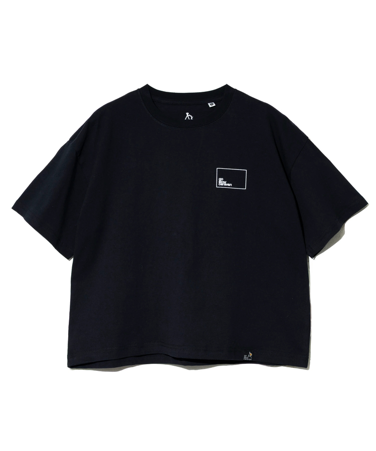 go slow caravan(ゴースローキャラバン) |USA/CスクエアLOGOバックプリントミドルTEE (WOMENS)